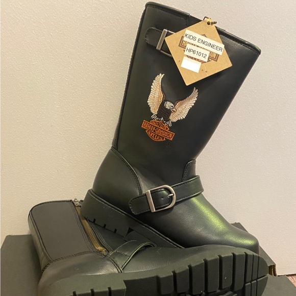 BNIB Kids Harley Davidson Boots Size 3 - Picture 1 of 4